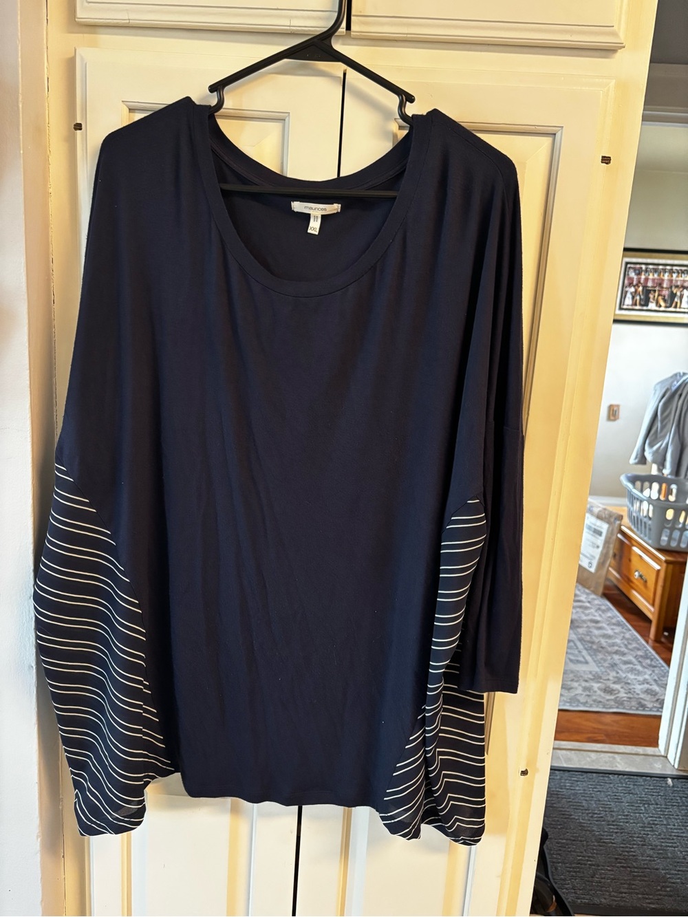 Maurice’s Navy Striped Sleeve Scoop Neck Top